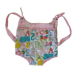 Vintage Baby Alphabet Print Doll Carrier Backpack